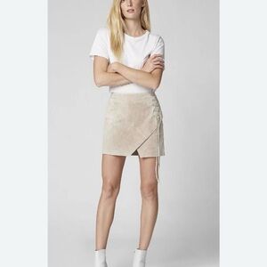 Blank NYC Faux Suede Lace Up Wrap Mini Skirt Fawn Tan Size 30 NWT